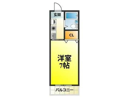 メゾン・ド・エレーヴ唐国(1K/3階)の間取り写真