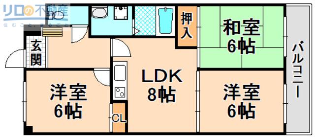 スペランツァ松ヶ丘(3LDK/3階)の間取り写真
