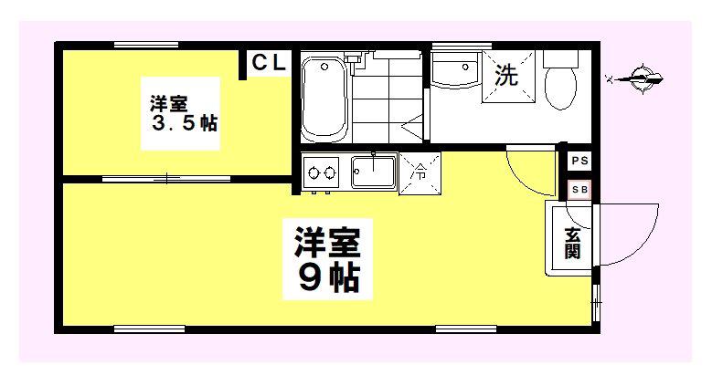プロムナード大森南(1LDK/4階)の間取り写真