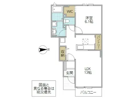 コージ クォーレII(1LDK/1階)の間取り写真