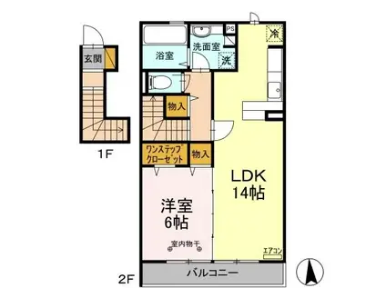 グランシャリオ(1LDK/2階)の間取り写真