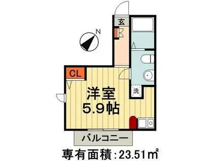 VIADELVENTO(1K/1階)の間取り写真