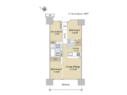リビオシティ西葛西親水公園(2SLDK/7階)の間取り写真