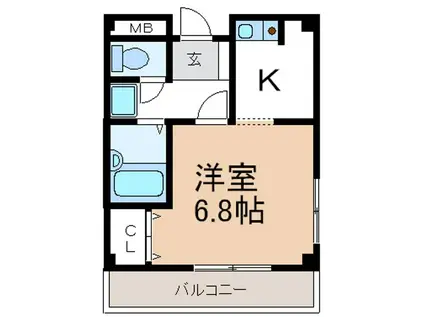 ヒナバシヒル(1K/3階)の間取り写真