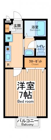 パークヒルズ白糸台(1K/1階)の間取り写真