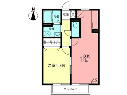 SAKULA(1LDK/2階)の間取り写真