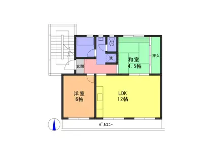 芝山団地8-401(2LDK/4階)の間取り写真