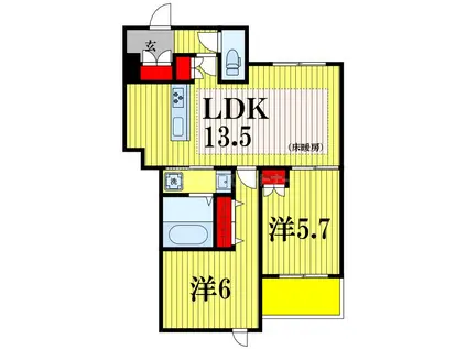 ウエスト・ノワール(2LDK/1階)の間取り写真