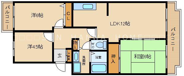 ヴィラ赤とんぼ(3LDK/3階)の間取り写真