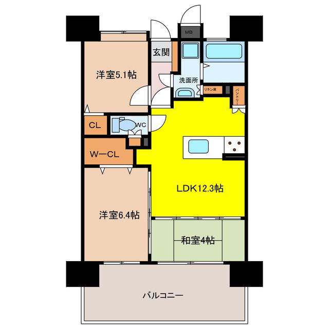 プラネスト佐賀駅南(3LDK/14階)の間取り写真