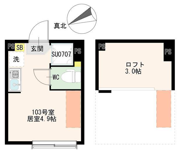 ブルーレースアゲート(ワンルーム/1階)の間取り写真