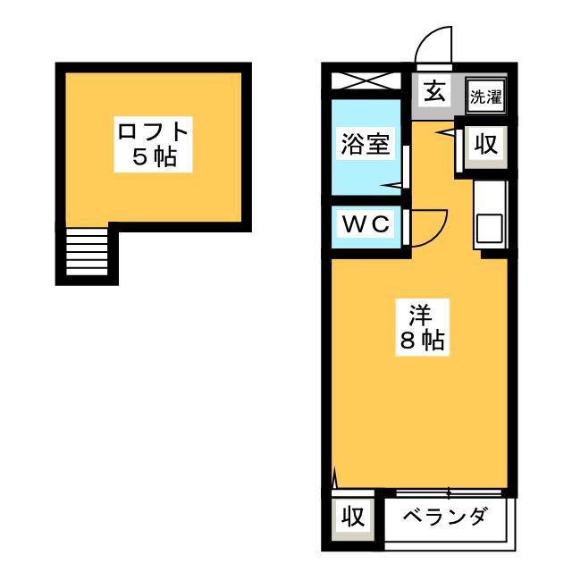 ウッディハウスA(ワンルーム/2階)の間取り写真