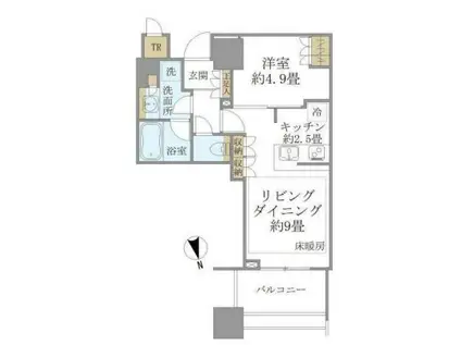 白金ザ・スカイ東棟(1LDK/17階)の間取り写真