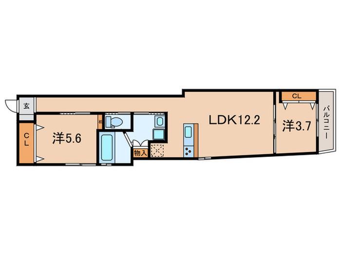 ブロンテ大久保(2LDK/2階)の間取り写真