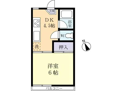 チュリスハナワ B棟(1DK/2階)の間取り写真