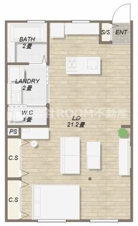 GRAN BEIGE(ワンルーム/2階)の間取り写真