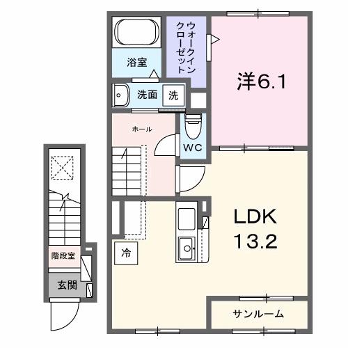 メゾン ルミエール(1LDK/2階)の間取り写真