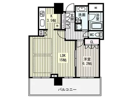 ローレルタワー梅田(2LDK/26階)の間取り写真