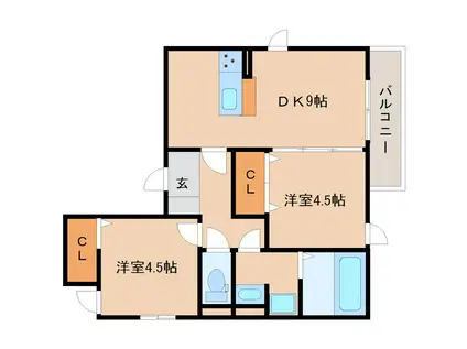 HOUSE OF GRACE(2DK/3階)の間取り写真