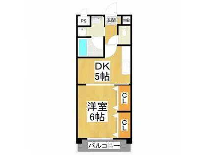 アミアミ(1DK/2階)の間取り写真