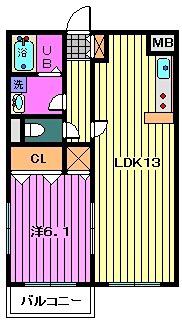 クレード(1LDK/2階)の間取り写真