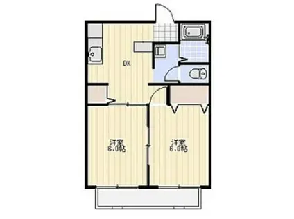 シャムルナガオ(2DK/3階)の間取り写真