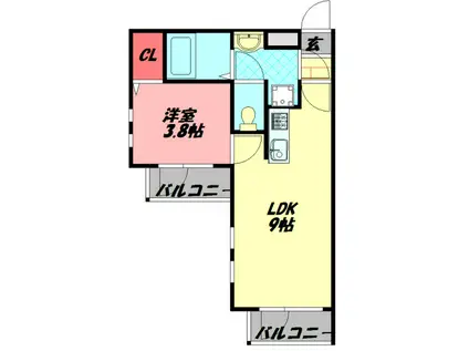 WILL・DO大日(1LDK/4階)の間取り写真