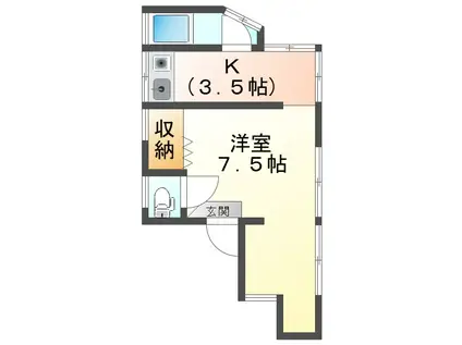 コーポ広川(1K/1階)の間取り写真