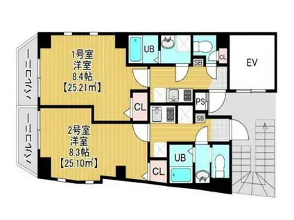 Mヒルズ(1K/2階)の間取り写真