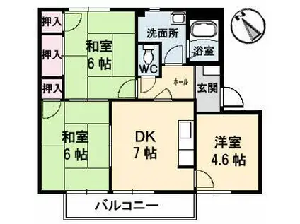 フレグランス三戸 C棟(3DK/2階)の間取り写真