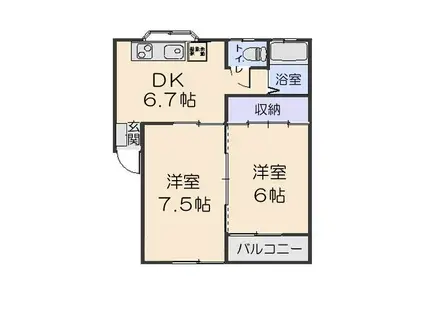 セフティパーク3号棟(2DK/2階)の間取り写真