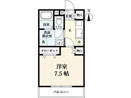 ハイツ・こもり(1K/2階)の間取り写真