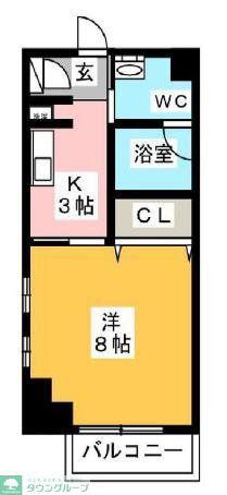 TRUST VALUE麻布十番(1K/6階)の間取り写真