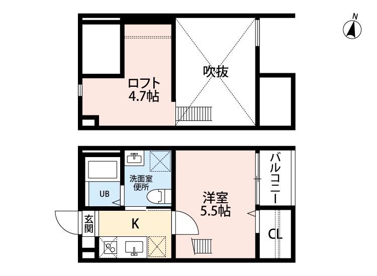 ディアコート堤(1K/2階)の間取り写真