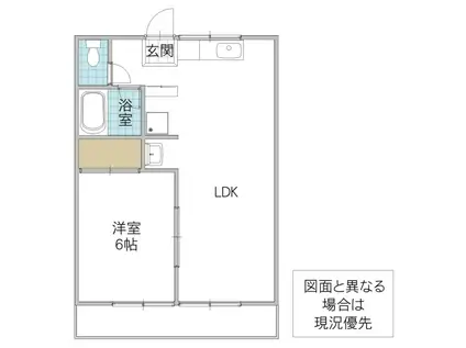 ウエストヒル(1LDK/2階)の間取り写真