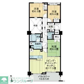 レクセル荻窪(3LDK/5階)の間取り写真