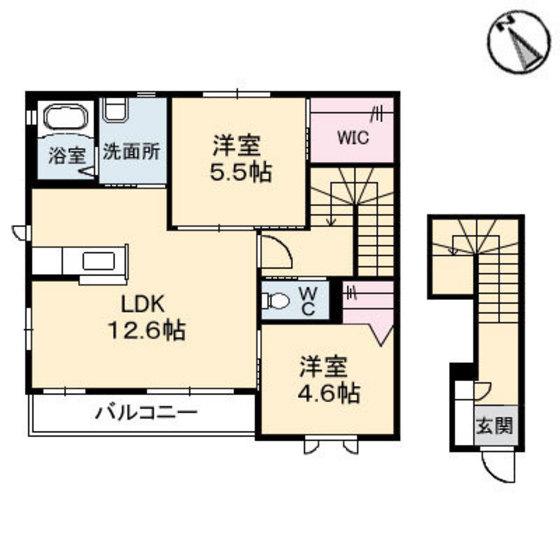 ピュアハーモニーB(2LDK/2階)の間取り写真