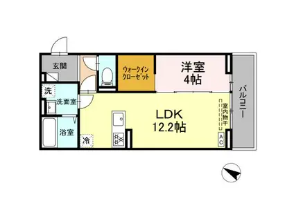 ミョー・インペリアル(1LDK/1階)の間取り写真