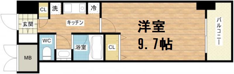 アリヴィオ夕陽ヶ丘(1K/5階)の間取り写真