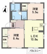 アルテールC(2LDK/1階)の間取り写真