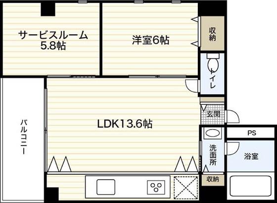 87G YOSHIJIMA AVE(1SLDK/5階)の間取り写真