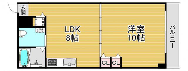ハイコート福島(1LDK/4階)の間取り写真