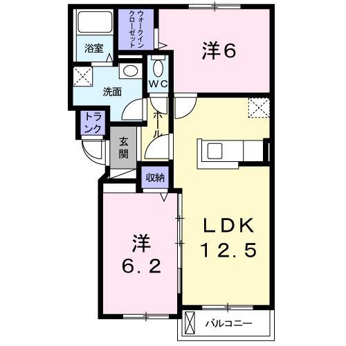 グレイス エーティー(2LDK/4階)の間取り写真