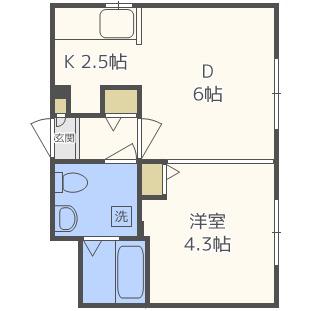 タカライーストヒルズ(1LDK/2階)の間取り写真