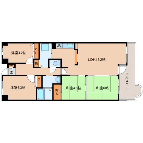 プレステアーバン西大和(4LDK/9階)の間取り写真