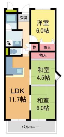 CASA香枦園(3LDK/3階)の間取り写真