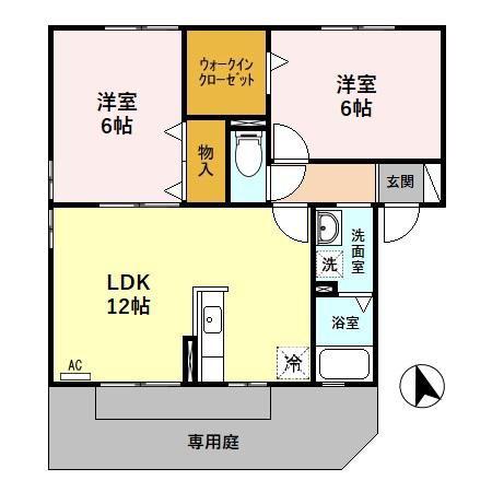 HIGH AVENUE A(2LDK/1階)の間取り写真