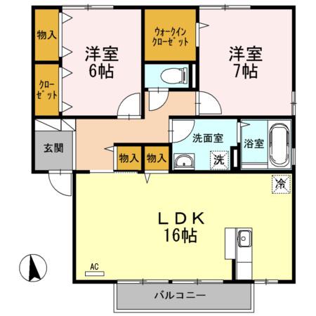 ロイヤルコート(2LDK/2階)の間取り写真