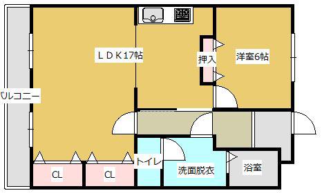 くさみ一木ビル(1LDK/6階)の間取り写真