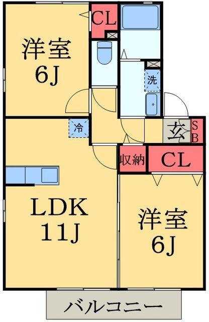 グレイスコート(2LDK/2階)の間取り写真